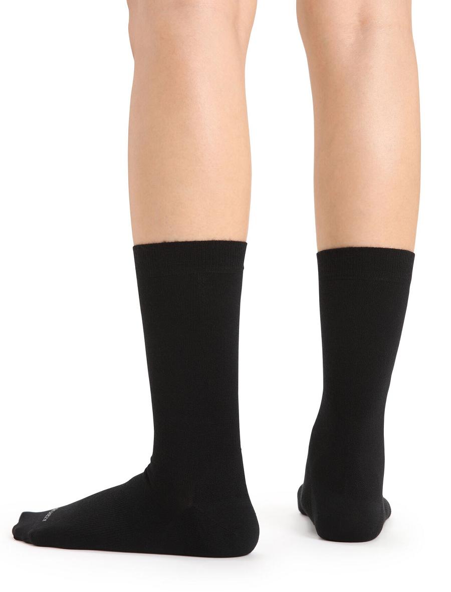 Chaussettes Icebreaker Merino Lifestyle Fine Gauge Crew Femme Noir | FR 1436PJJQ